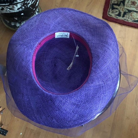 Vintage Wide Brim Purple Straw Derby Hat l main image 10